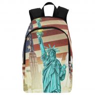InterestPrint Independence American Flag Liberty Statue Casual Backpack College School Bag Travel Daypack