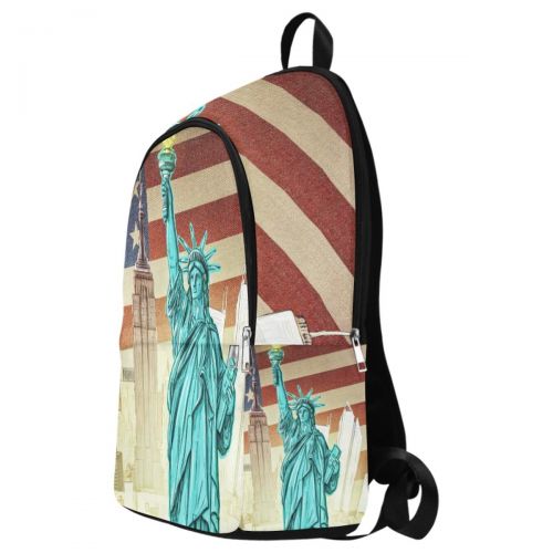  InterestPrint Independence American Flag Liberty Statue Casual Backpack College School Bag Travel Daypack
