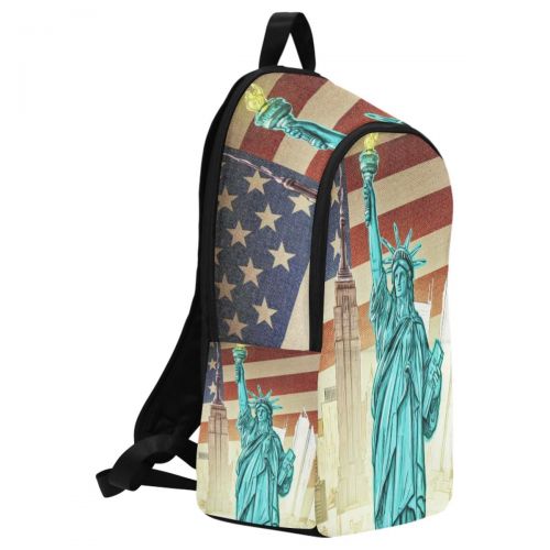  InterestPrint Independence American Flag Liberty Statue Casual Backpack College School Bag Travel Daypack