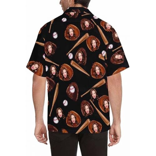  Custom Face Hawaiian Shirt Leaves Face Hawiann Shirts for Men Short Shirts