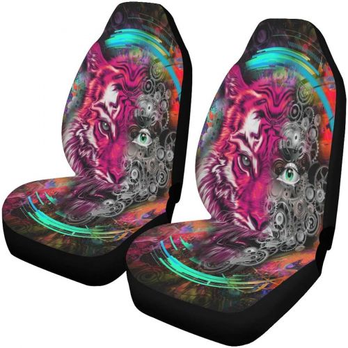  INTERESTPRINT Cool Tiger Skull Car Seat Covers Set of 2 Vehicle Seat Protector Car Covers for Auto Cars Sedan SUV