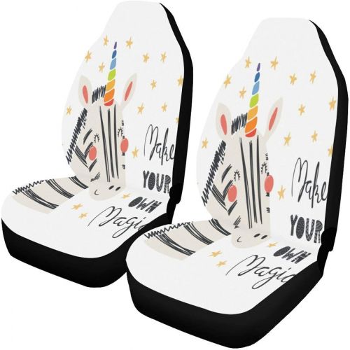  INTERESTPRINT Funny Cartoon Unicorn Car Seat Covers Set of 2 Vehicle Seat Protector Car Covers for Auto Cars Sedan SUV