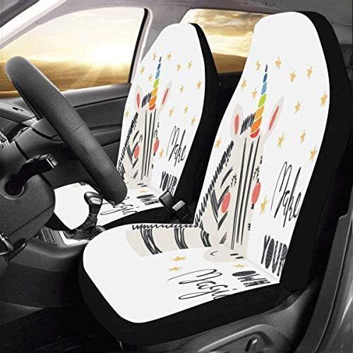  INTERESTPRINT Funny Cartoon Unicorn Car Seat Covers Set of 2 Vehicle Seat Protector Car Covers for Auto Cars Sedan SUV