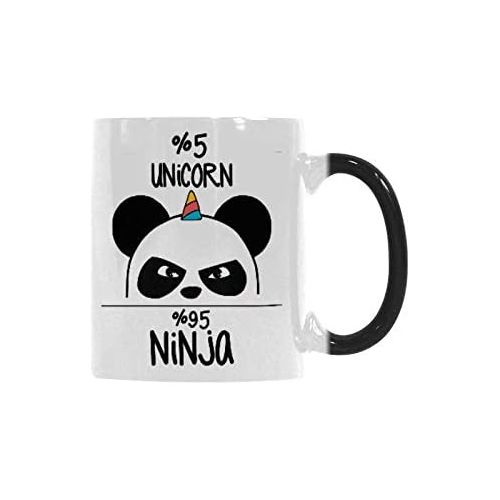  InterestPrint Cute Ninja Panda Morphing Mug Heat Sensitive Color Changing Coffee Mug Cup , Funny Animal Asian Bear Unicorn Coffee Mug Christmas Birthday Gifts