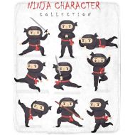 InterestPrint Ninja Warrior in Different Poses Luxury Fleece Blanket Extra Soft Warm Lightweight Bed Blanket 40 x 50 Inches