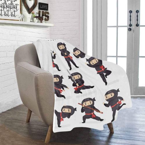  InterestPrint Ninja Warrior in Different Poses Luxury Fleece Blanket Extra Soft Warm Lightweight Bed Blanket 40 x 50 Inches