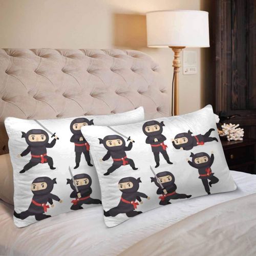  InterestPrint Pillow Covers Case Standard Size 20x30 Set of 2 for Bedding Decor, Ninja Warrior in Different Poses Rectangle Pillow Protector Pillowcase One Side No Zipper