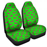 InterestPrint Green and Pink Dog Pet Animal Print Car Seat Cover 2 Piece Front Universal Fit