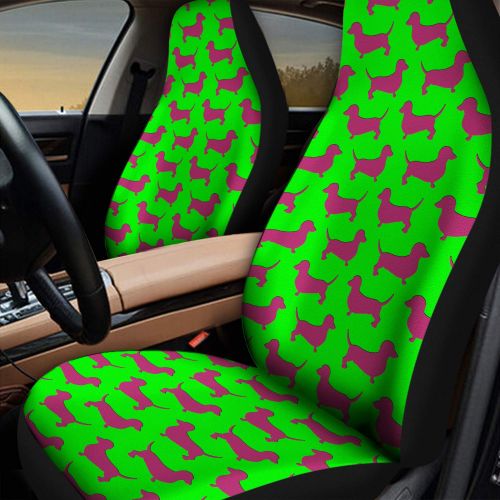  InterestPrint Green and Pink Dog Pet Animal Print Car Seat Cover 2 Piece Front Universal Fit