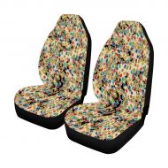 InterestPrint INTERESTPRINT with Cartoon Camping Tent Front Car Seat Covers Set of 2, Car Front Seat Cushion Fit Car, Truck, SUV or Van