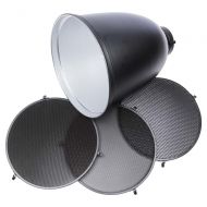 Interfit MR11G102 Studio Essentials Quality - Deep Zoom Reflector with Bowens S-Type Mount and 3 Grid Bundle 1020  30, Silver