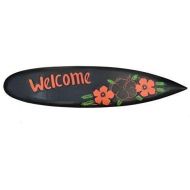 Interlifestyle Surfboard Welcome 100 cm mit Blumen Motiv Surfbrett Wanddeko Holzschild Wandbehang aus Holz