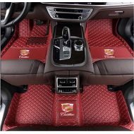 Intermerge Custom Fit XPE Leather 3D Full Surrounded Waterproof Car Floor Mats for Cadillac ATS CTS CT6 SRX XT5 XTS Waterproof Non-Slip Carpets (Wine red)