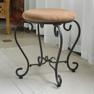 International Caravan Round Iron Vanity Stool with Cushion