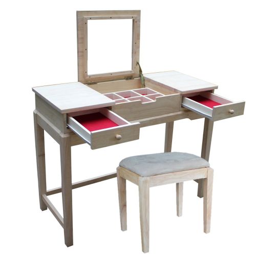  International Concepts Vanity Table with Bench, Unfinished