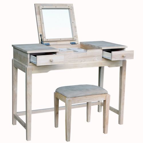  International Concepts Vanity Table with Bench, Unfinished