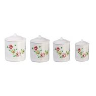 International Miniatures by Classics Dollhouse Miniature Canister Set, 4 with Removable Lids, White #IM65383