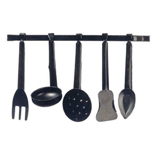  International Miniatures by Classics Dollhouse Miniature Black Metal Utensils with Hanger