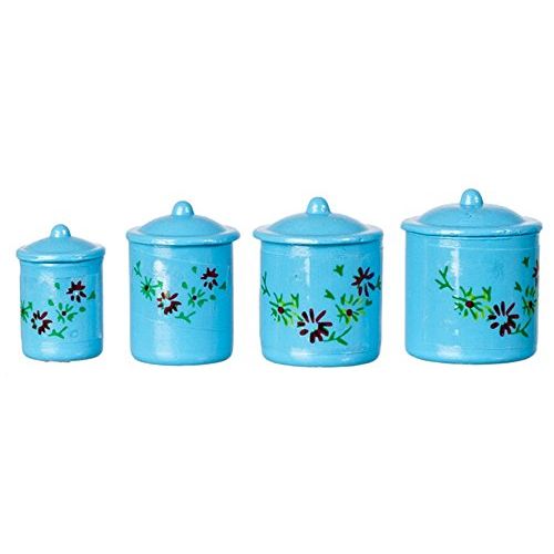  International Miniatures by Classics Dollhouse Miniature 1:12 Scale Canisters, Set of 4 w/Lids, Blue