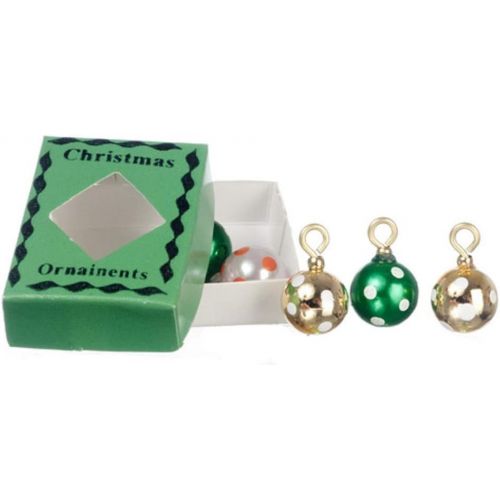  International Miniatures by Classics Dollhouse Miniature XMAS ORNAMENTS IN GRN.BOX