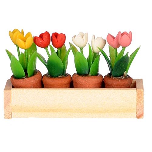  International Miniatures by Classics International Miniatures Dollhouse Miniature Window Box w/ Flower Pots