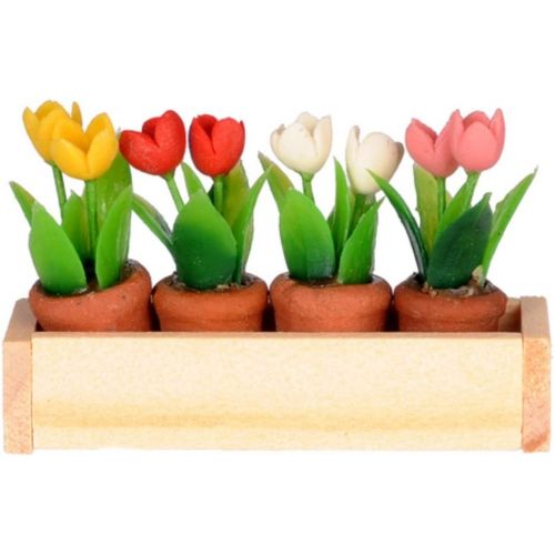  International Miniatures by Classics International Miniatures Dollhouse Miniature Window Box w/ Flower Pots