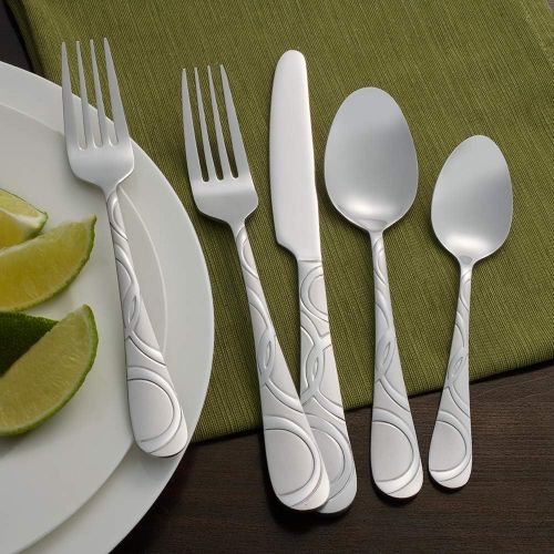  International Silver 5174729 Garland Frost 67-Piece Stainless Steel Flatware Set with Serving Utensil Set, Service for 12: Kitchen & Dining