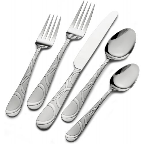  International Silver 5174729 Garland Frost 67-Piece Stainless Steel Flatware Set with Serving Utensil Set, Service for 12: Kitchen & Dining