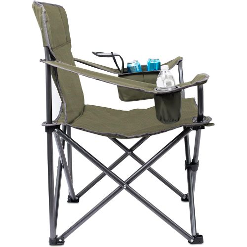  Internets Best XL Padded Camping Folding Chair - Cooler Bag - Outdoor - Sports - Insulated Cup Holder - Heavy Duty - Carrying Case - Beach - Extra Wide - Quad