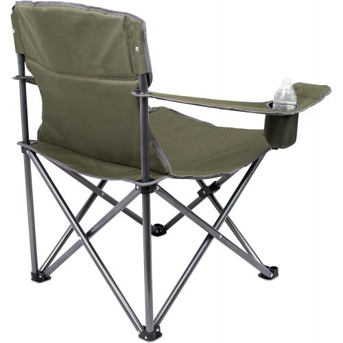  Internets Best XL Padded Camping Folding Chair - Cooler Bag - Outdoor - Sports - Insulated Cup Holder - Heavy Duty - Carrying Case - Beach - Extra Wide - Quad