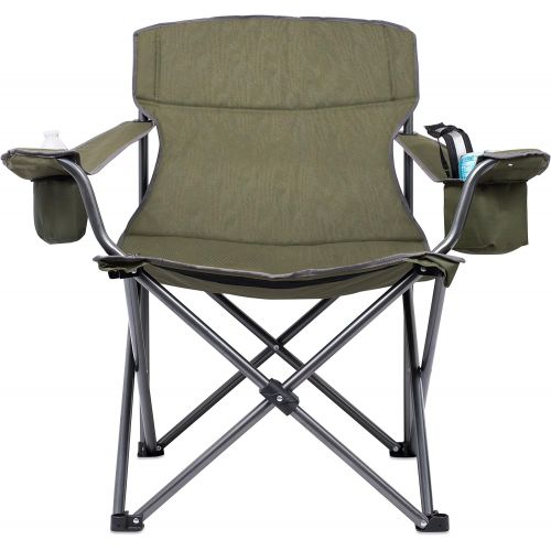  Internets Best XL Padded Camping Folding Chair - Cooler Bag - Outdoor - Sports - Insulated Cup Holder - Heavy Duty - Carrying Case - Beach - Extra Wide - Quad