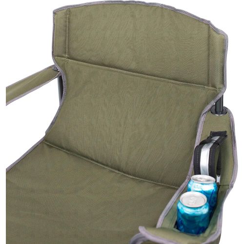  Internets Best XL Padded Camping Folding Chair - Cooler Bag - Outdoor - Sports - Insulated Cup Holder - Heavy Duty - Carrying Case - Beach - Extra Wide - Quad