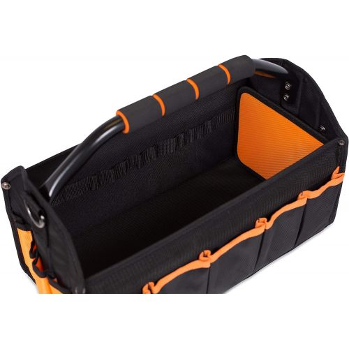  [아마존베스트]Internets Best BIRDROCK Home Open Top Electricians Tool Bag - Stiff Frame Tote Tool Box - 16 Pocket Utility Tool Bin - 17 Inch