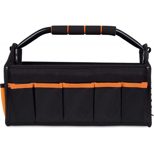  [아마존베스트]Internets Best BIRDROCK Home Open Top Electricians Tool Bag - Stiff Frame Tote Tool Box - 16 Pocket Utility Tool Bin - 17 Inch