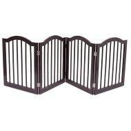 Internets Best Pet Gate with Arched Top | 4 Panel | 24 Inch Step Over Fence | Free Standing Folding Z Shape Indoor Doorway Hall Stairs Dog Puppy Gate | Fully Assembled | Espresso |