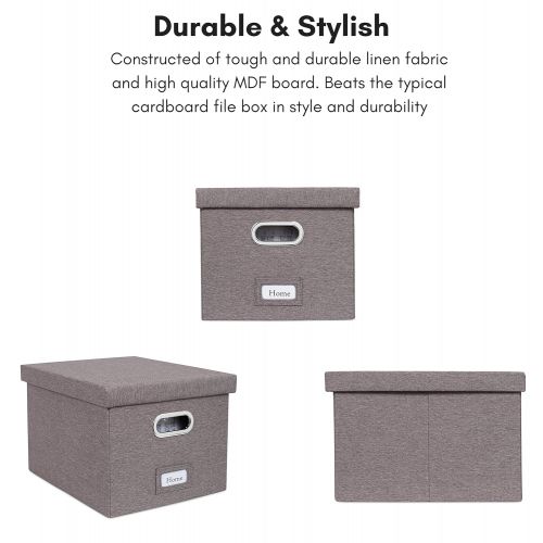  Internets Best Collapsible File Storage Organizer - Decorative Linen Filing & Storage Office Box - Letter/Legal - Charcoal - 4 Pack