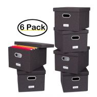 Internets Best Collapsible File Storage Organizer | Decorative Linen Filing & Storage Office Box | Letter/Legal | Charcoal | 6 Pack