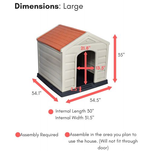  Internets Best Internet’s Best Outdoor Dog House | Comfortable Cool Shelter | Durable Plastic Design | Home Kennel | Indoor or Outdoor Use