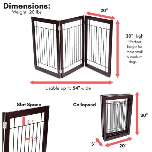  Internets Best Internet’s Best Traditional Wire Dog Gate | 3 Panel | 30 Inch Tall Pet Puppy Safety Fence | Fully...