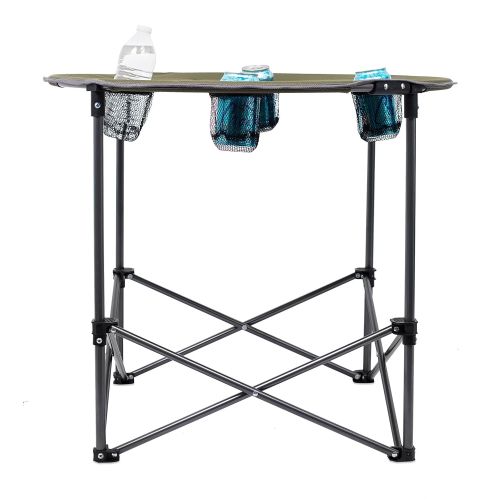  Internets Best Camping Folding Table | 4 Cup Holders | Outdoor | Quad | Carrying Bag | Lightweight