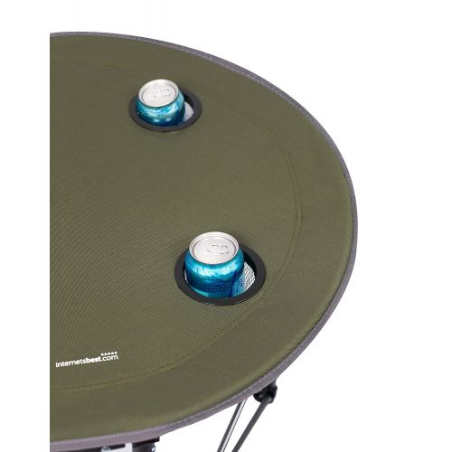  Internets Best Camping Folding Table | 4 Cup Holders | Outdoor | Quad | Carrying Bag | Lightweight