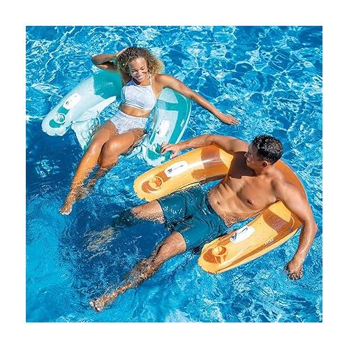 인텍스 INTEX 58859EP Sit 'N Float Inflatable Pool Float: Pool Lounge with Built-in Cup Holders - Heavy-Duty Handles - 220lb Weight Capacity - 58