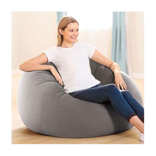 인텍스 Intex 68579EP Beanless Bag Inflatable Lounge Chair: Corduroy Textured Flocking - Durable Vinyl - Folds Compactly - 220lb Weight Capacity - 45