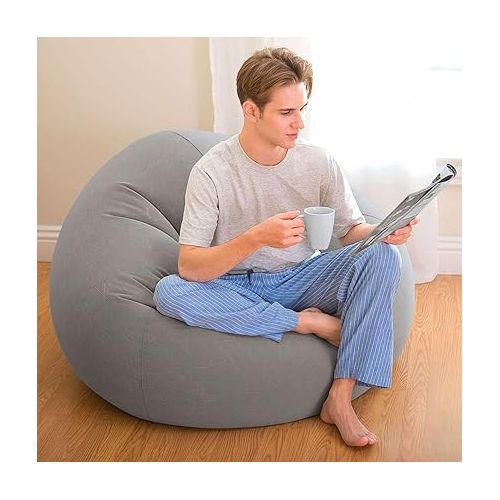 인텍스 Intex 68579EP Beanless Bag Inflatable Lounge Chair: Corduroy Textured Flocking - Durable Vinyl - Folds Compactly - 220lb Weight Capacity - 45