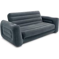 Intex 66552EP Inflatable Pull-Out Sofa: Built-in Cupholder, Velvety Surface, 2-in-1 Valve, Folds Compactly 80