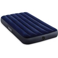 INTEX 64757E Dura-Beam Standard Downy Air Mattress: Fiber-Tech - Twin Size - 10in Bed Height - 300lb Weight Capacity - Pump Sold Separately Blue