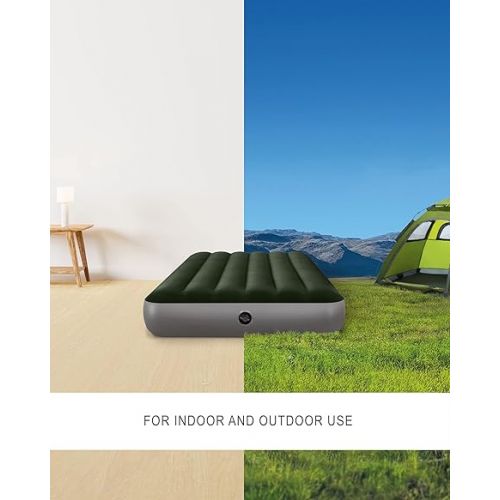 인텍스 INTEX 64777E Dura-Beam Standard Prestige Air Mattress: Fiber-Tech - Twin Size - Hand-Held Battery Pump - 10in Bed Height - 300lb Weight Capacity