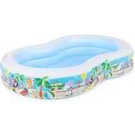 Intex 8.5ft x 5.25ft x 18in Swim Center Paradise Seaside Inflatable Kiddie Pool with Drain Plug for Quick and Easy Clean Up