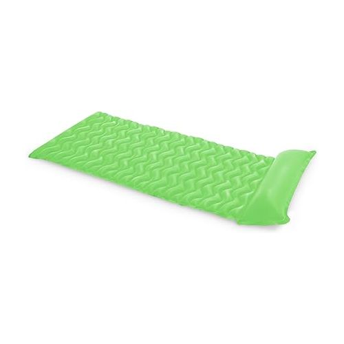 인텍스 Intex Tote 'N Float Wave Mat Durable Vinyl Floating Inflatable Swimming Pool Lounger with Built-in Pillow Rest, 1 Float, Color Varies