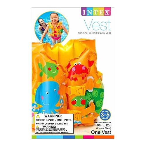 인텍스 Intex 1 Pack Tropical Buddies Swim Vest #59661EP Ages 3-5